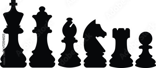 Chess icon in flat set. isolated on transparent background Chess piece, Checkmate. Pawn, Knight, Queen, Bishop, Horse, Rook, Strategy sports activity Smart board game elements vector for apps web photo