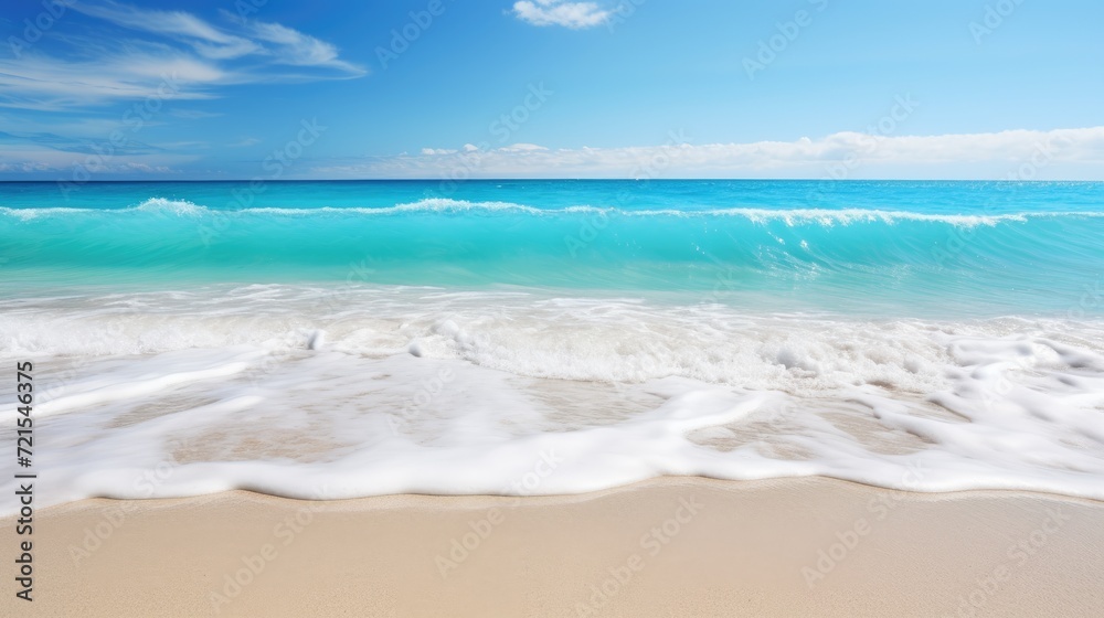 Beautiful tropical beach with white sand, turquoise water and blue sky. Generative AI Beautiful tropical beach with white sand, turquoise water and blue sky. Generative AI