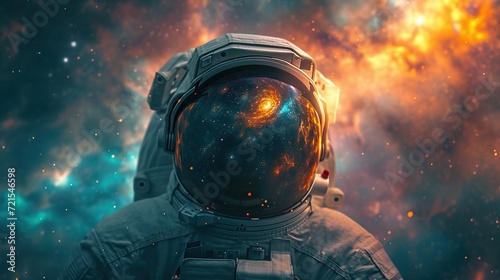 Astronaut and black hole. Futuristic space concept. Created with Generative AI