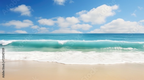 Beautiful tropical beach with white sand  turquoise water and blue sky. Generative AI