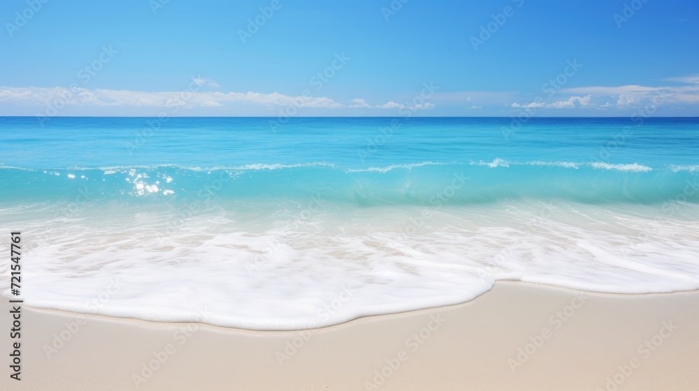 Beautiful tropical beach with white sand, turquoise water and blue sky. Generative AI