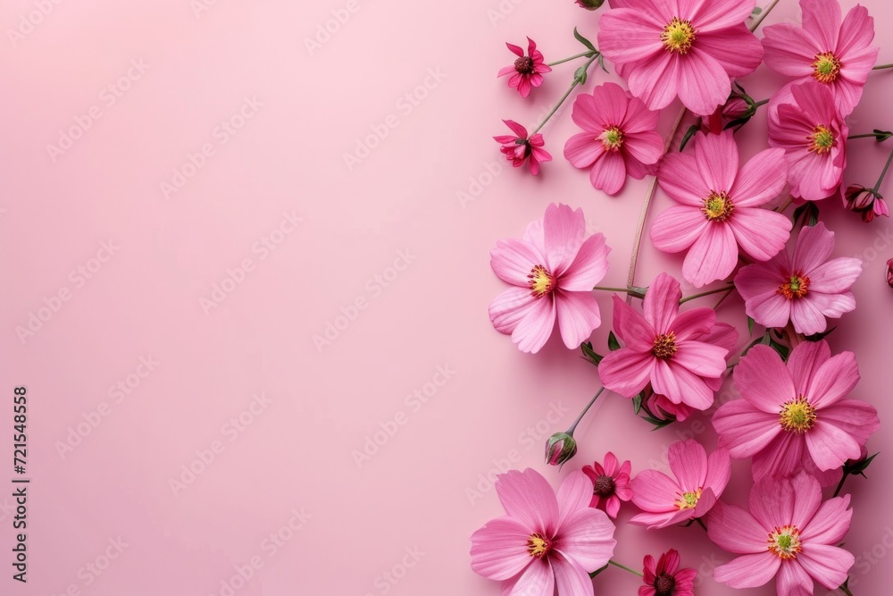 Beautiful card with flowers for congratulations on Women's Day on March 8 with plenty of space for text