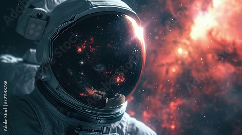 Astronaut and black hole. Futuristic space concept. Created with Generative AI © Yevhen