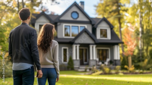 Realtor shows classic American house to young couple buyers