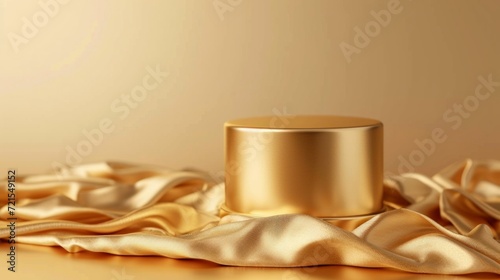 Gold podium on a gold minimalistic background