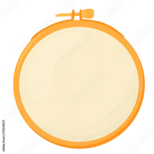 Embroidery hoop. A wooden circle for needlework. Hobby. Vector stock illustration. Isolated on a white background.