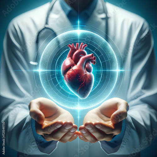 Heart in the hands of a doctor
