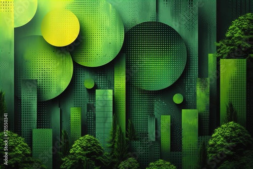 green abstract background with geometric shapes 