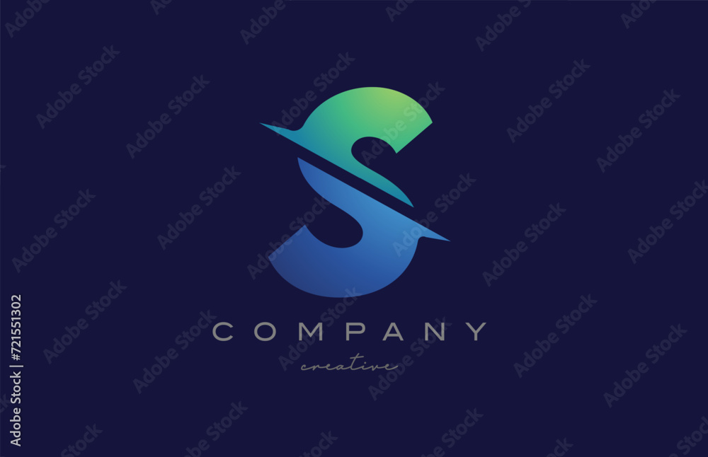 Obraz premium cut S gradient letter logo icon design vector illustration. Creative blue green template for business or company