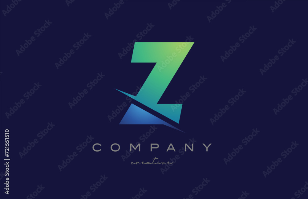 cut Z gradient letter logo icon design vector illustration. Creative blue green template for business or company cut Z gradient letter logo icon design vector illustration. Creative blue green template for business or company
