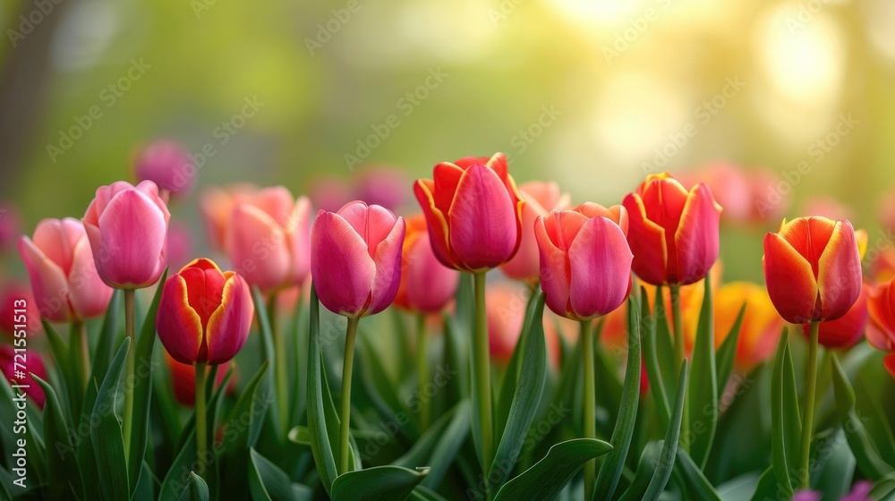 Tulip flowers blooming in the garden