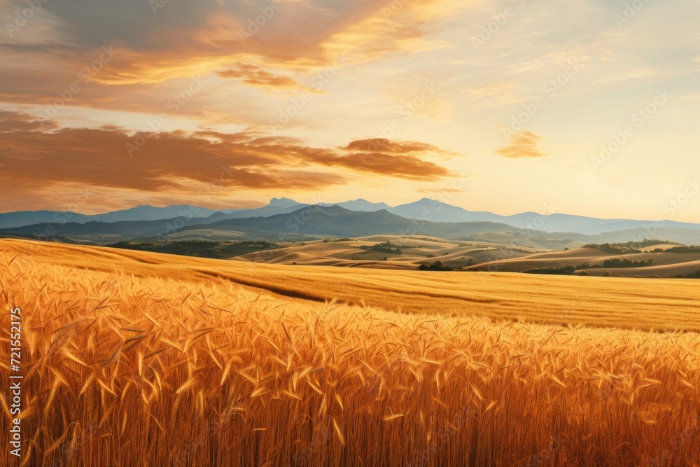 Beautiful tuscany landscape at sunset Italy. Tuscany a rural landscape. Generative AI