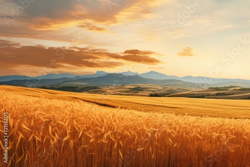 Beautiful tuscany landscape at sunset Italy. Tuscany a rural landscape. Generative AI