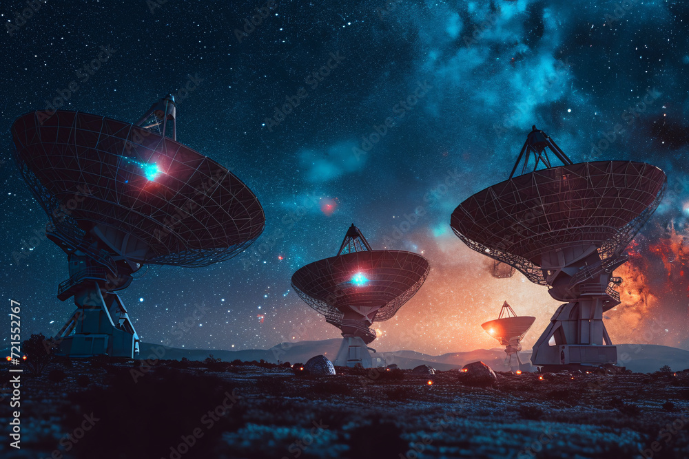 Radio telescopes in the desert at night Radio telescopes in the desert at night