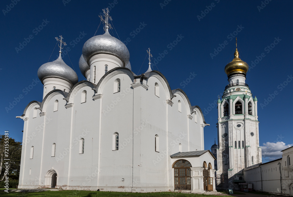 Fototapeta premium View of the Vologda Kremlin with the bell tower and the cathedral of St. Sophia. Vologda, Russia