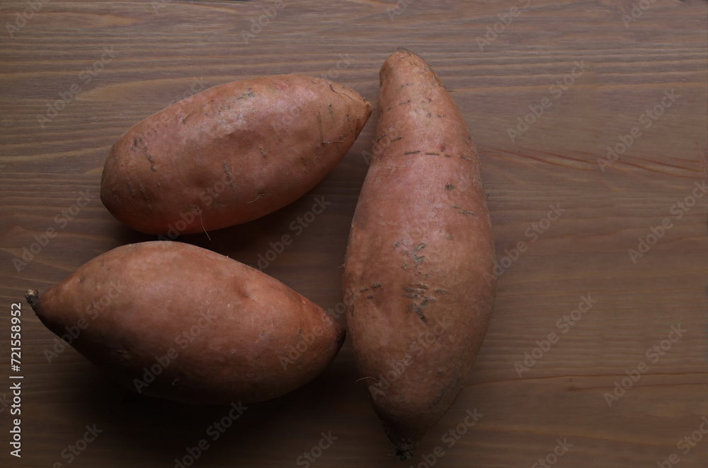 Close up of fresh sweet potato with soft shadow, Sofia, Bulgaria