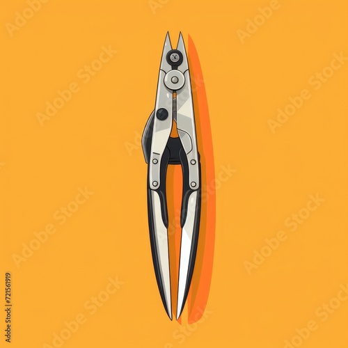 Flat image of nail nippers on orange background. Simple vector image of nail nippers. Digital illustration photo