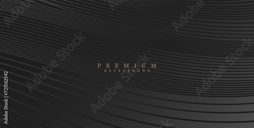 Elegant black background. Wavy lines pattern, dark gradient, glossy effect. Formal design for luxury invitations and business cards.