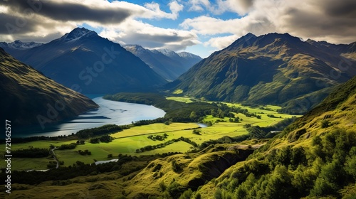 The green mountains and lake are a sight to see