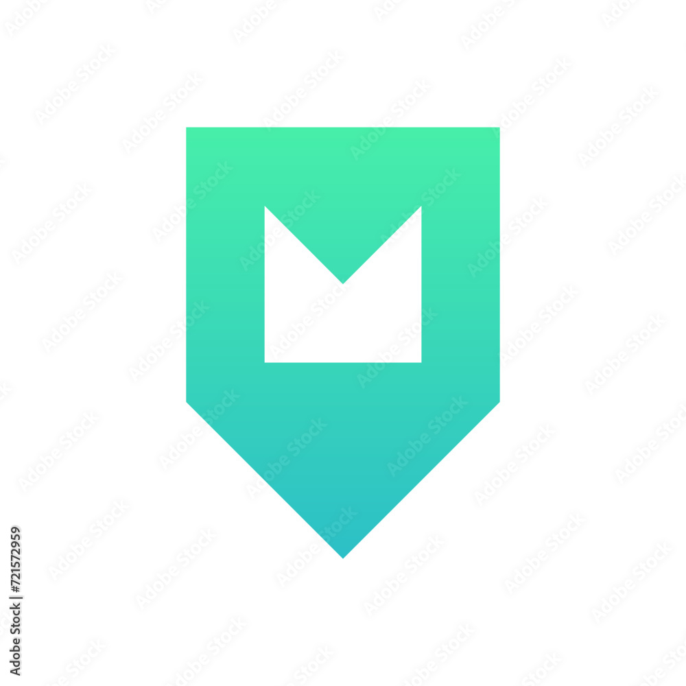 Letter m shield simple negative space logo