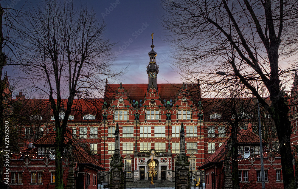 Ancient building of Politechnika Gdansk, university