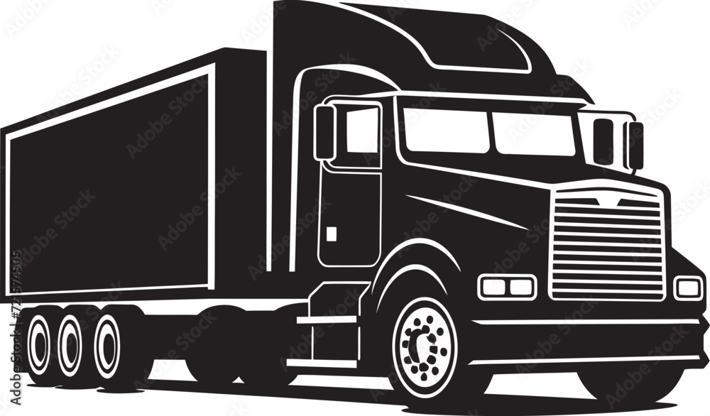 Semi Truck Vector on the Urban HighwayVectorized Logistics and Urban Delivery Network