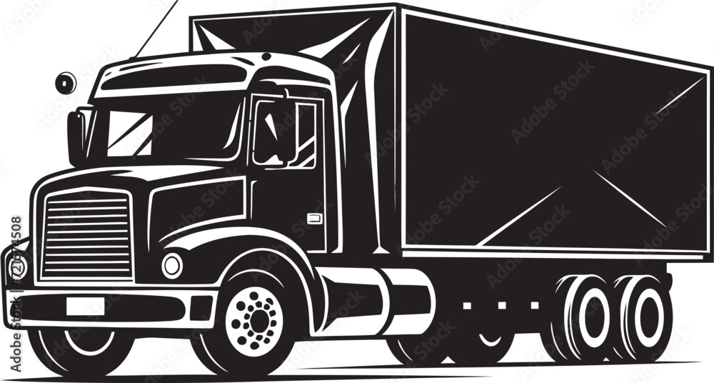 Urban Freight Truck Vector Mockup in MotionVector Illustration of Cargo Logistics System in Action