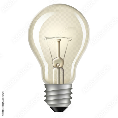 Cartoon light buld. Isolated on transparent background.