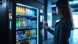 A facial recognition system integrated into a smart vending machine, showcasing the user-friendly and secure biometric authentication for vending transactions.