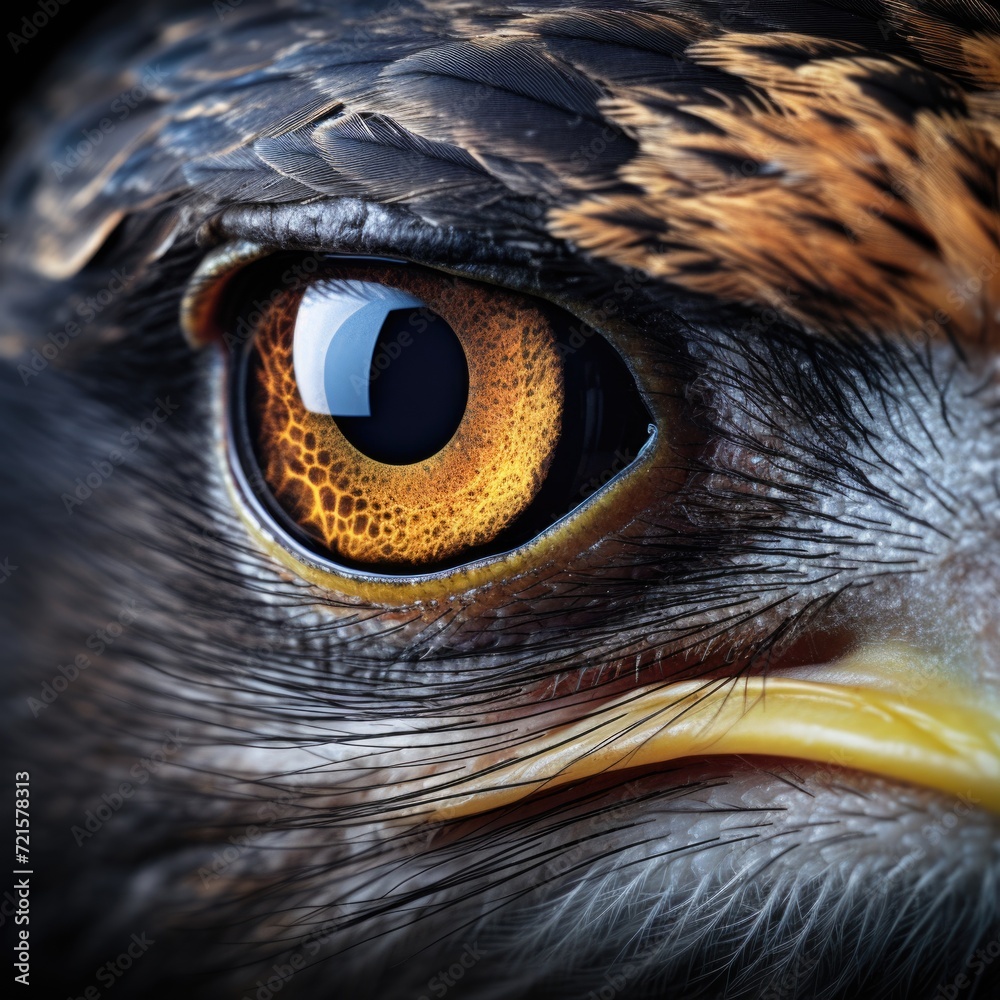 Fotografia con detalle de primer plano de ojo de aguila Fotografia con detalle de primer plano de ojo de aguila