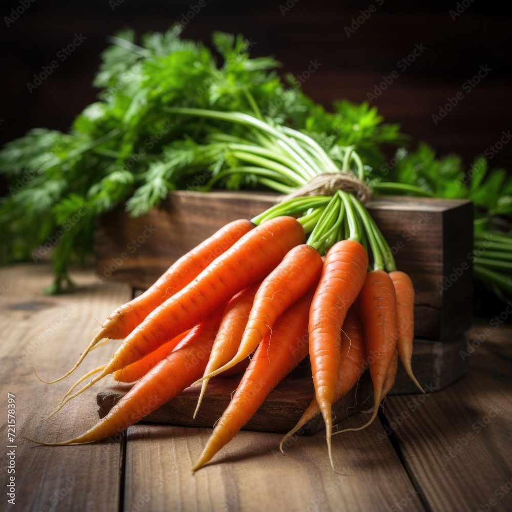 Fresh carrots on a rustic wooden table. Fresh carrots on a rustic wooden table.