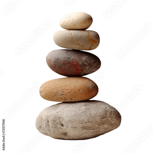 Cutout of a Stack of Rounded Rocks Isolated Against a Transparent Background  PNG  - AI Generative