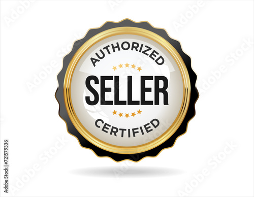 Authorized seller certified gold stamp on white background 