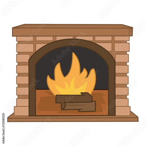 Fireplace vector illustration isolated on white background