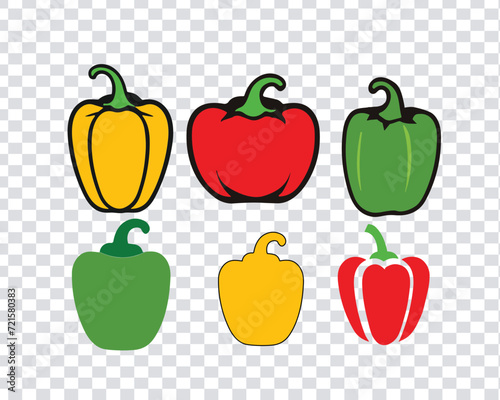 Capsicums Hand Drawn Vector Icon. a set of capsicums vector