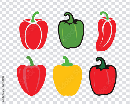 Capsicums Hand Drawn Vector Icon. a set of capsicums vector