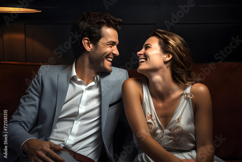 laughing happy married couple. romantic relationship between a man and a woman.