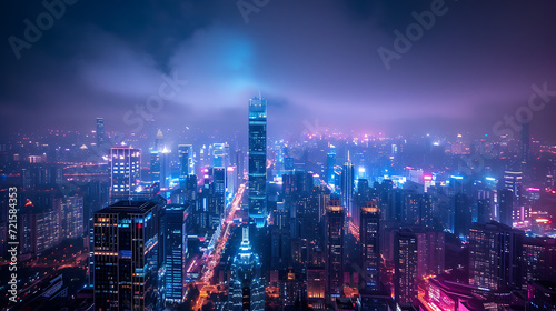 An awe-inspiring view of a cityscape at night