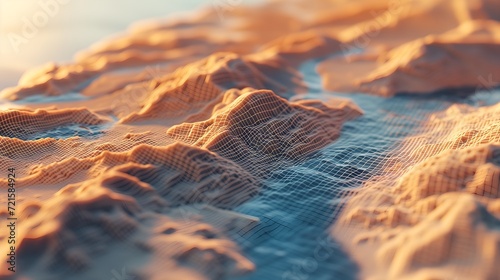 Abstract Digital Terrain Mesh Landscape