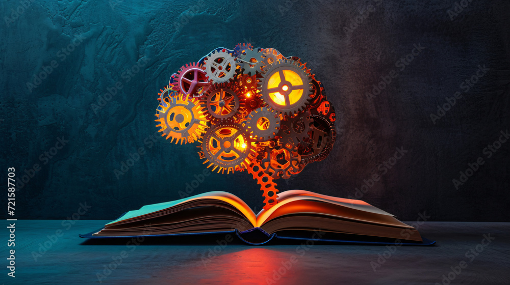 Iskry Mądrości: Inspiracja w Kołach Mózgu, Generowane przez Sztuczną Inteligencję - obrazy, fototapety, plakaty 