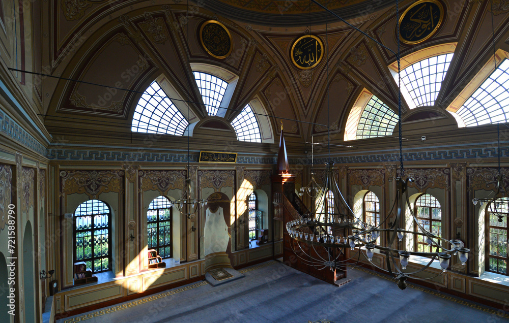 Istanbul Turkey. August 14, 2022. A view of the interior of the Historical Cihangir Mosque in Istanbul, Turkey