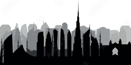Print op canvas Dubai UAE 2024 skyline silhouette