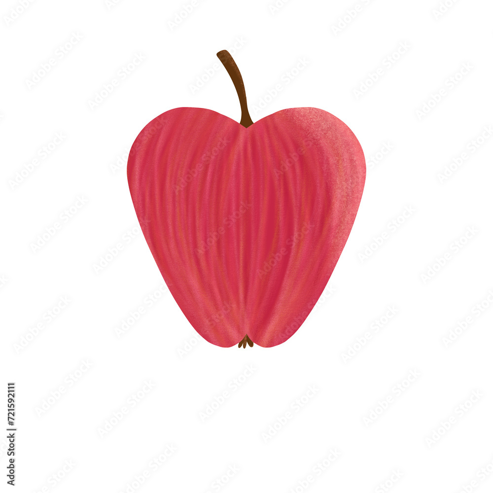 Fototapeta premium red striped symmetrical apple isolated without background