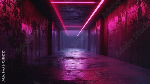 3D Abstract Futuristic Concept World, Empty Dark City Street, Horror Atmosphere, Night Scene, No People. Abstract Background With Elements For Banners, Posters, Templates. Fashion Render Design