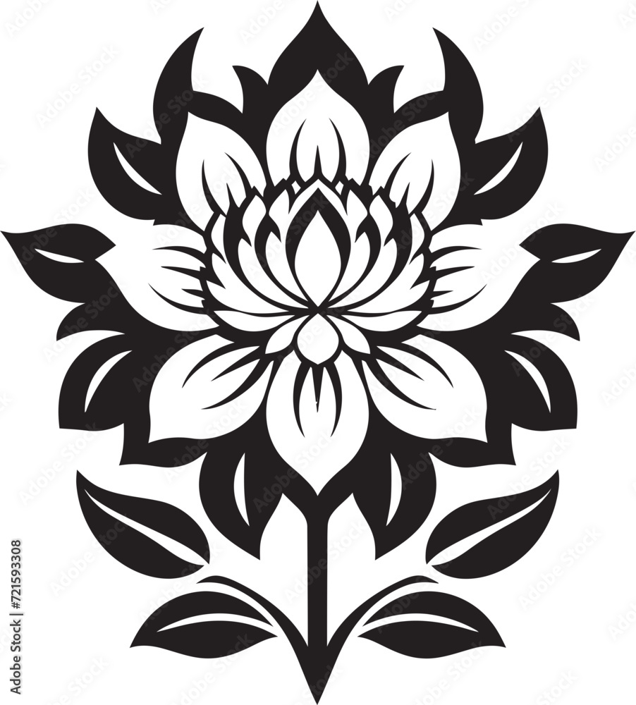 Noir Whispering Botanical Charm Vectorized FloraChic Midnight Inked Blooms Black Vectors