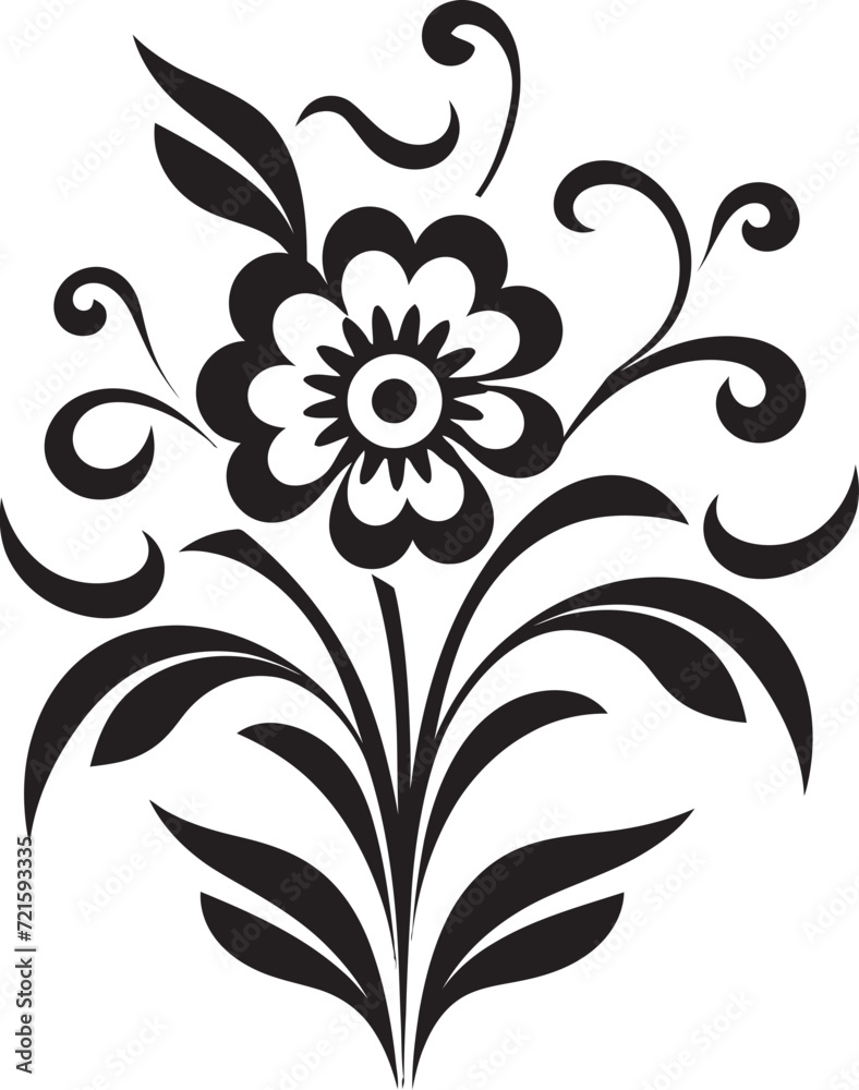 Monochrome Midnight Rose Serenade Vectorized BloomsGothic Noir Botanical Melody Black Vector Art