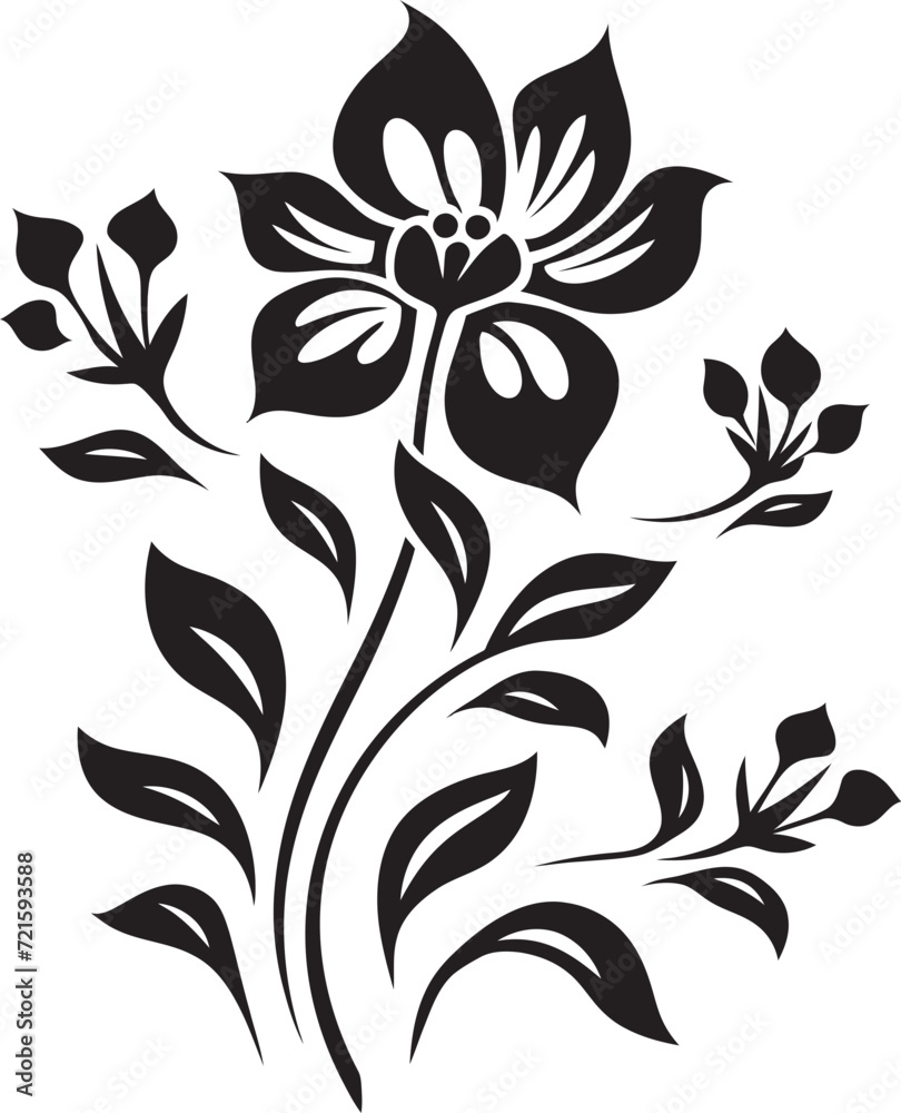 Noir Whispering Inked Botany Vectorized FloraChic Midnight Noir Reverie Black Vectors