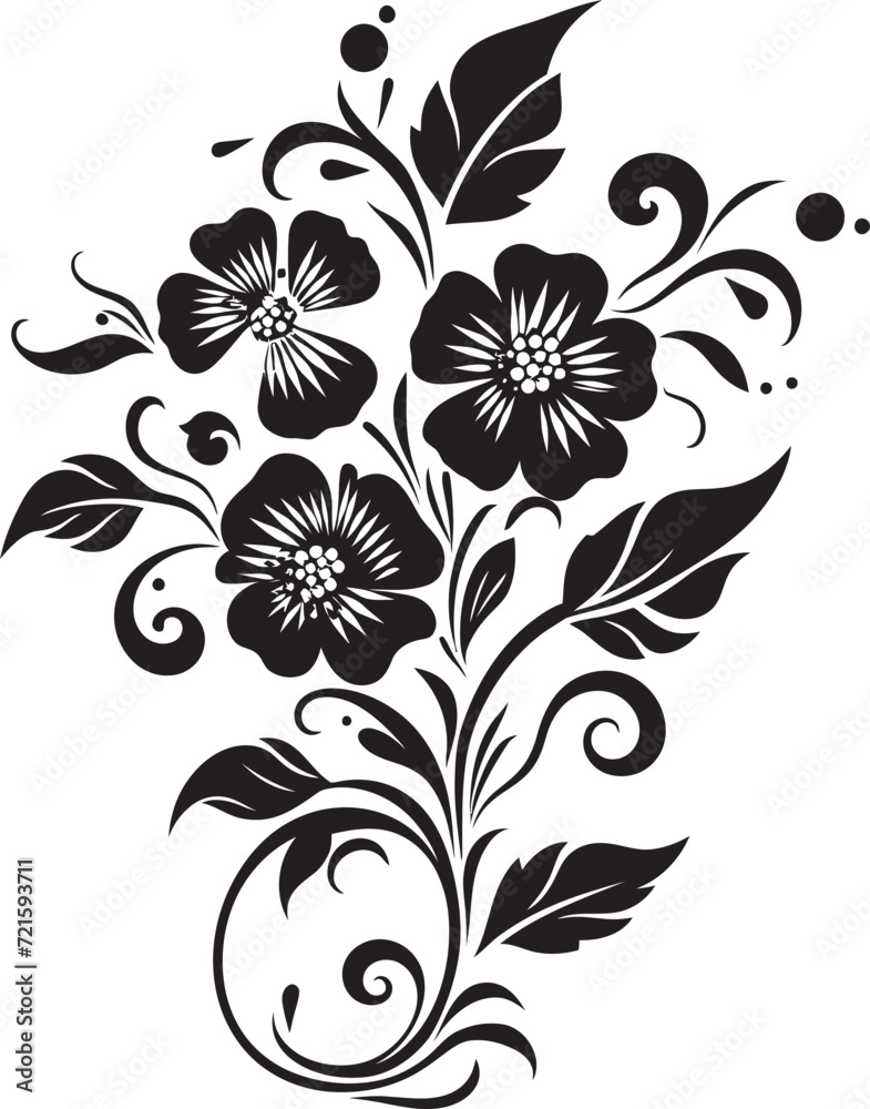 Whispering Inked Petals Midnight Vector ArtEnigmatic Twilight Charm Black Floral Vectors