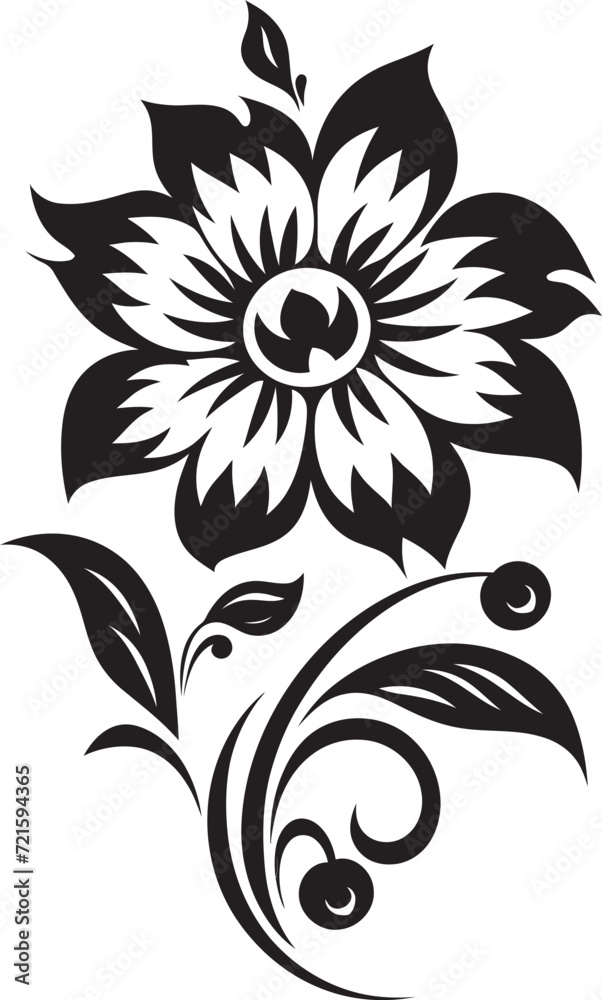 Ink Noir Petal Sketches Midnight Floral VectorsMidnight Inked Flora Ensemble Noir Vector Charm