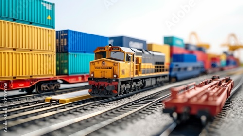 Global business logistics transport import export and International trade concept, Logistics distribution of containers cargo freight ship, Truck and train on white background, Transportation industry